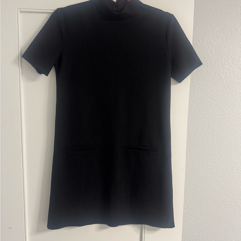Zara Black Mini shift Dress with Short Sleeves